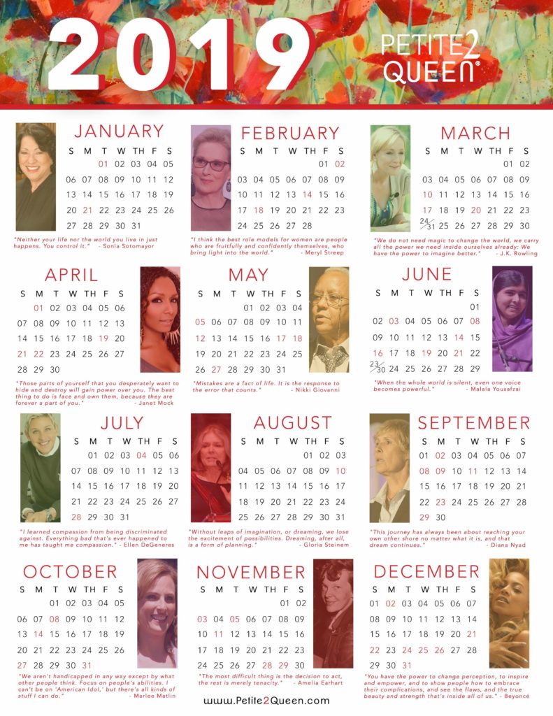 2019 Year-at-a-Glance Calendar